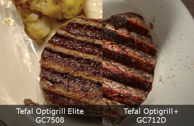 Steak Vergleich im Tefal Optigrill Elite GC7508 und Tefal OptiGrill GC712D