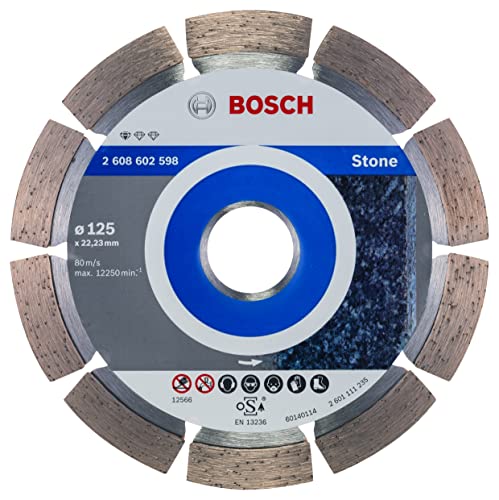 Bosch Professional 1x Diamanttrennscheibe Standard for Stone (für Stein, Granit, Beton, Ø 125 x 22,23 x 1,6 x 10 mm, Zubehör für Winkelschleifer)