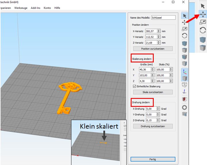 Simplify 3D skalieren