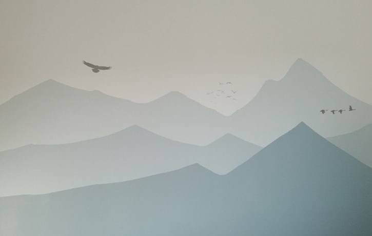 Wandbild im Kinderzimmer selber malen mit Berge, Wandbild Kinderzimmer Berge