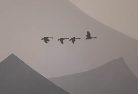 Wandbild mit fliegende Vögel